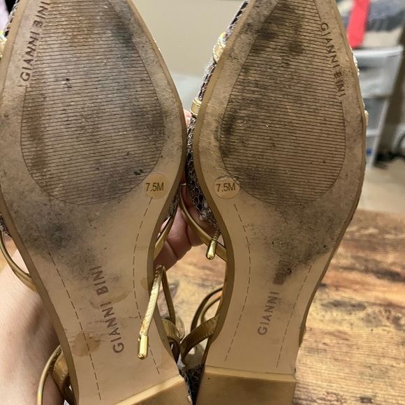 Gianni Bini Gold Dorsay Ankle Tie Flats - Picture 4 of 6